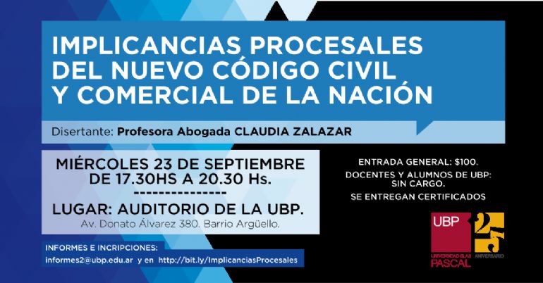  Conferencia: Implicancias procesales del nuevo Cdigo Civil y Comercial de la Nacin.